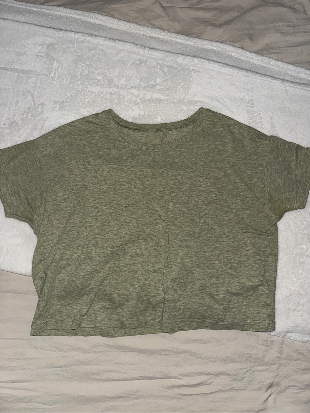 Olive Green Lululemon Cropped Boxy Tee
